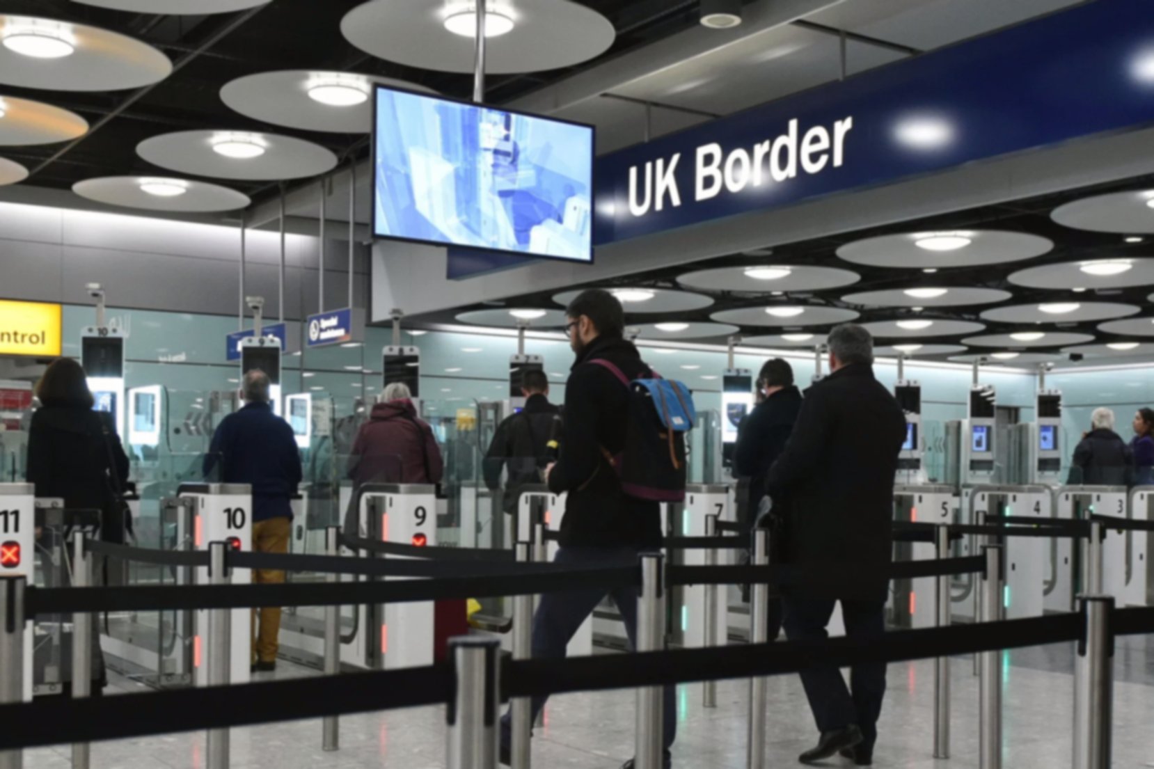 UK border control at an airport