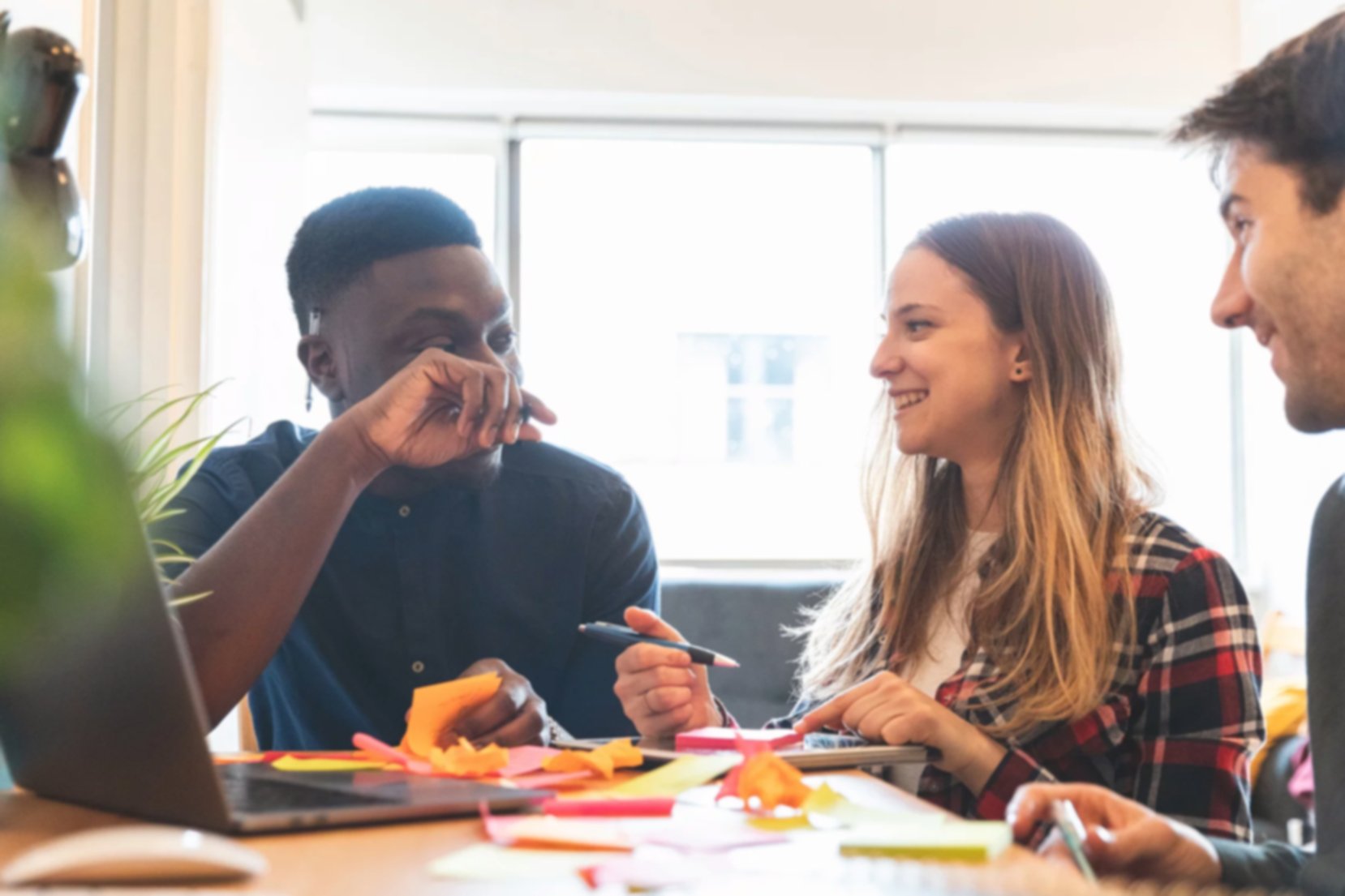 Young people working in an office